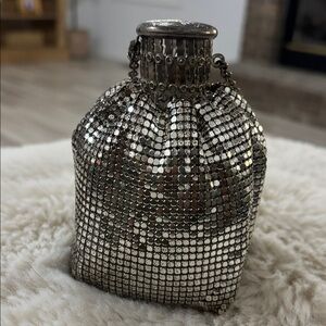 WHITING & DAVIS Silver Mesh Beggars Evening‎ Bag Collapsible 1920 Vintage